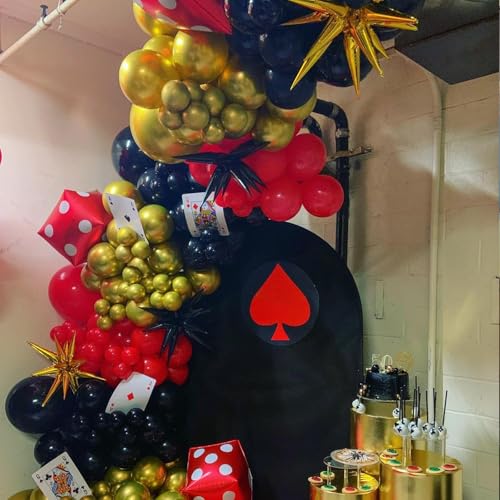 Image of Red Black and Gold Balloons Garland Arch Kit, Black Gold Red Balloons for Casino Theme Party Decorations, New Year, Birthday Party Decoration