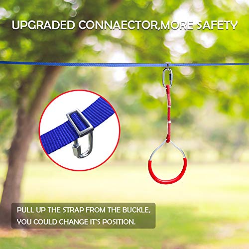 OLIKER Ninja Warrior Obstacle Course for Kids Ninja Slackline 44 Feet Monkey Bar Kit Adjustable Position Outdoor Play Equipment Ninja Line for Kids Backyard Obstacle Training with Rope Ladder - Thumbnail 6