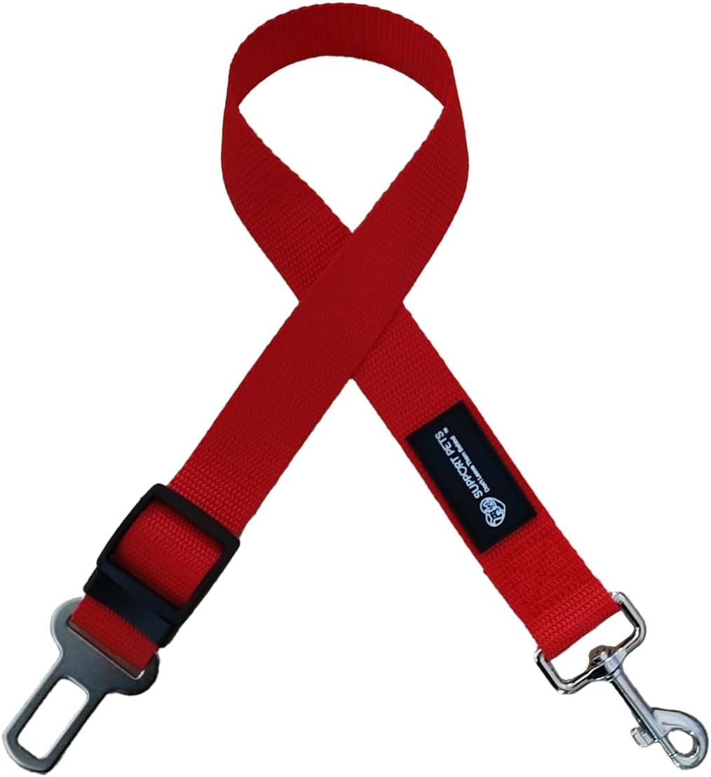 Adjustable Red Pet Seatbelt for Dogs – Durable Car Safety Harness