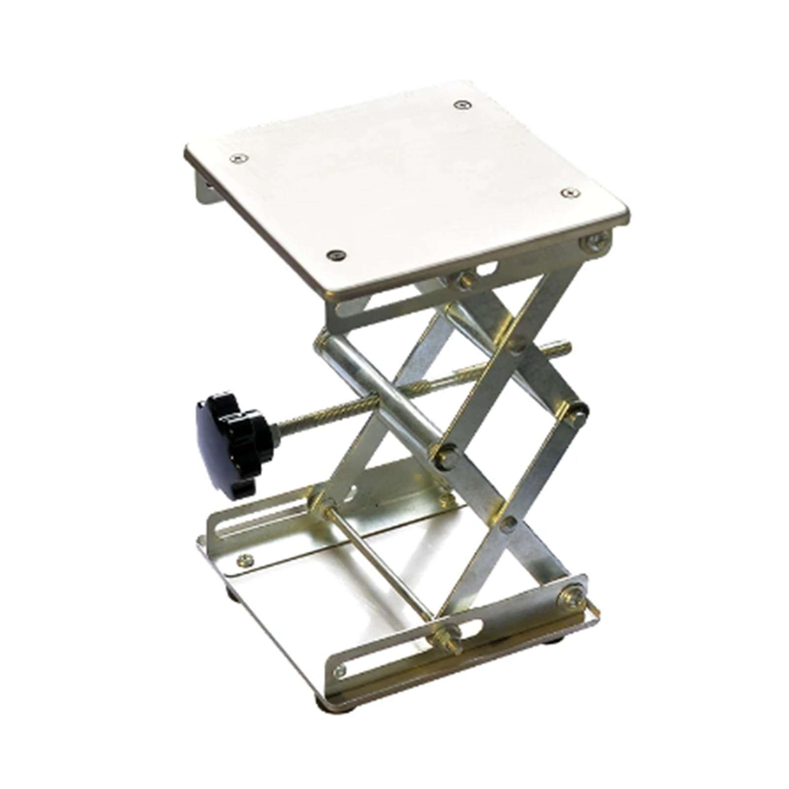 Mesa Elevadora Manual De Laboratorio, Soporte Plataforma Gato Acero | Con tapete antideslizante y mango giratorio, rango de altura ajustable 44-460 mm, capacidad de carga 5-25 kg(150x150mm)