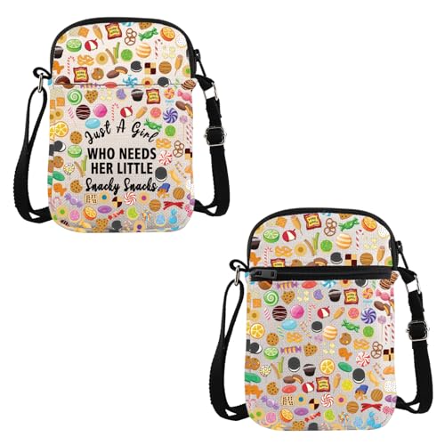 VAMSII Snacks Lover Gift Who Needs Her Little Snacky Snacks Crossbody Bag Snack Queen Travel Foodie Lover Gift