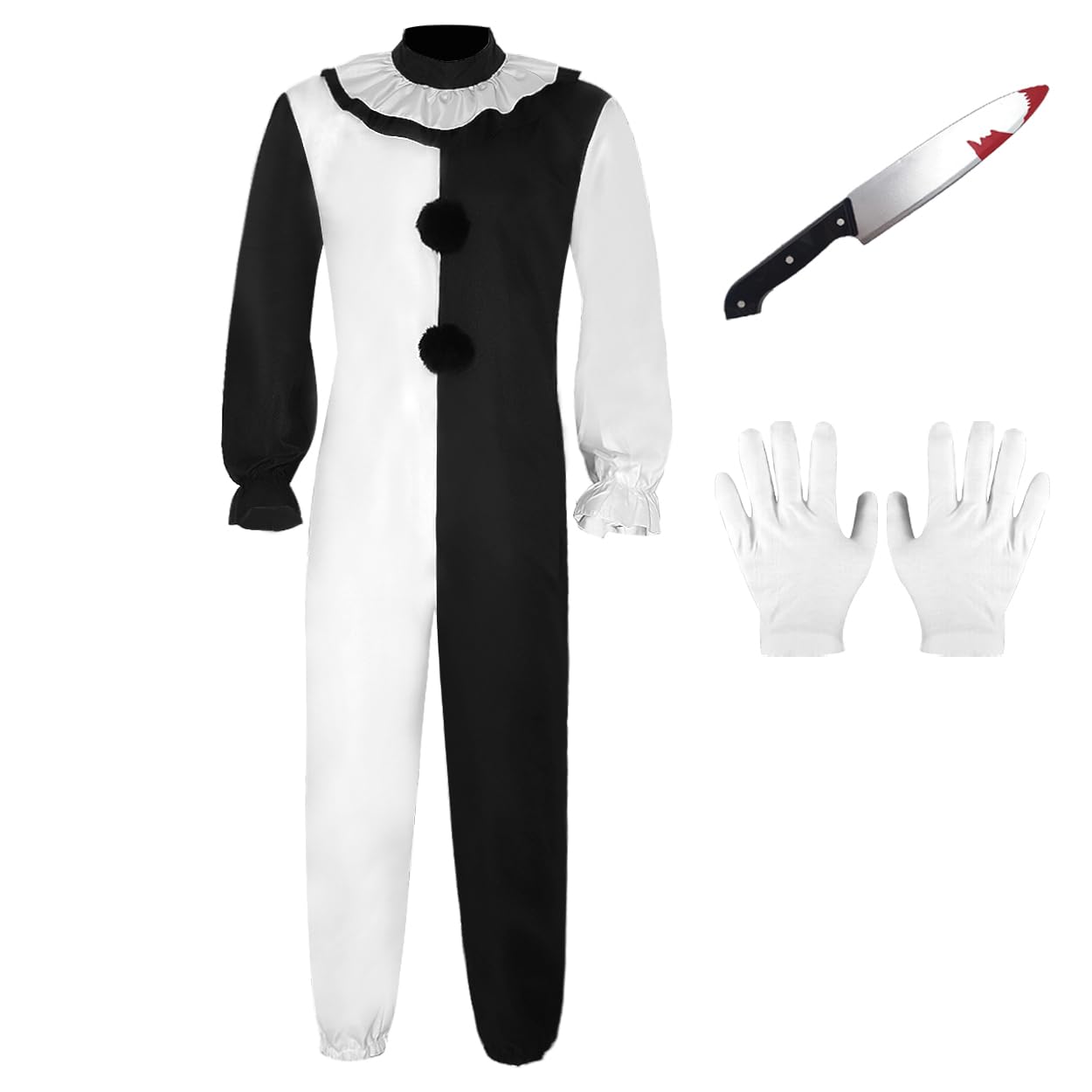 MARCSONNIA Adult Clown Costume Jumpsuit Costume Horror Movie Halloween The Killer Clown Outfits