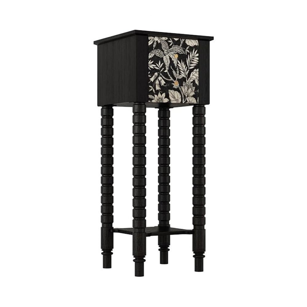 ZENY896V Home French Style Walnut Wood Ornament Storage, with Double Drawer High Foot Display Stand Decor