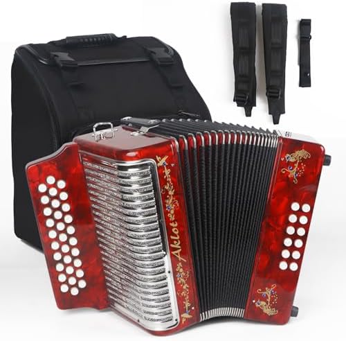 AKLOT 31 Key 12 Bass Accordion, GCF,Celluloid Body, Metal Cover A...