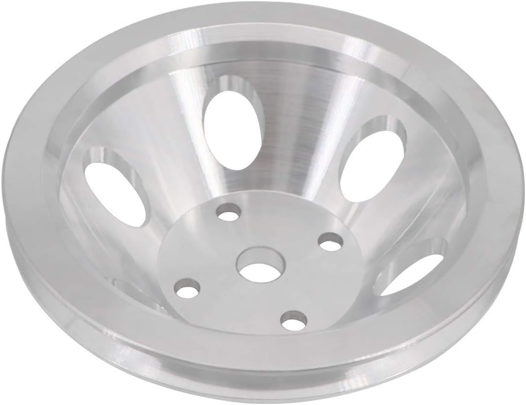 KIPA Aluminium Single groove Water Pump Pulley For SB SBC Small Block Chevy 265 283 305 327 350 383 400 with a long water pump Satin Aluminium Finish Durable 1-Groove #9842