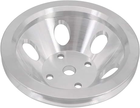 KIPA Aluminium Single groove Water Pump Pulley For SB SBC Small Block Chevy 265 283 305 327 350 383 400 with a long water pump Satin Aluminium Finish Durable 1-Groove #9842