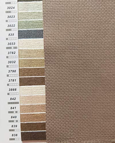 Image of KCS 4 pc of 12 inch x 18 inch 14CT Counted Cotton Aida Cloth Cross Stitch Fabric (Beige Brown)