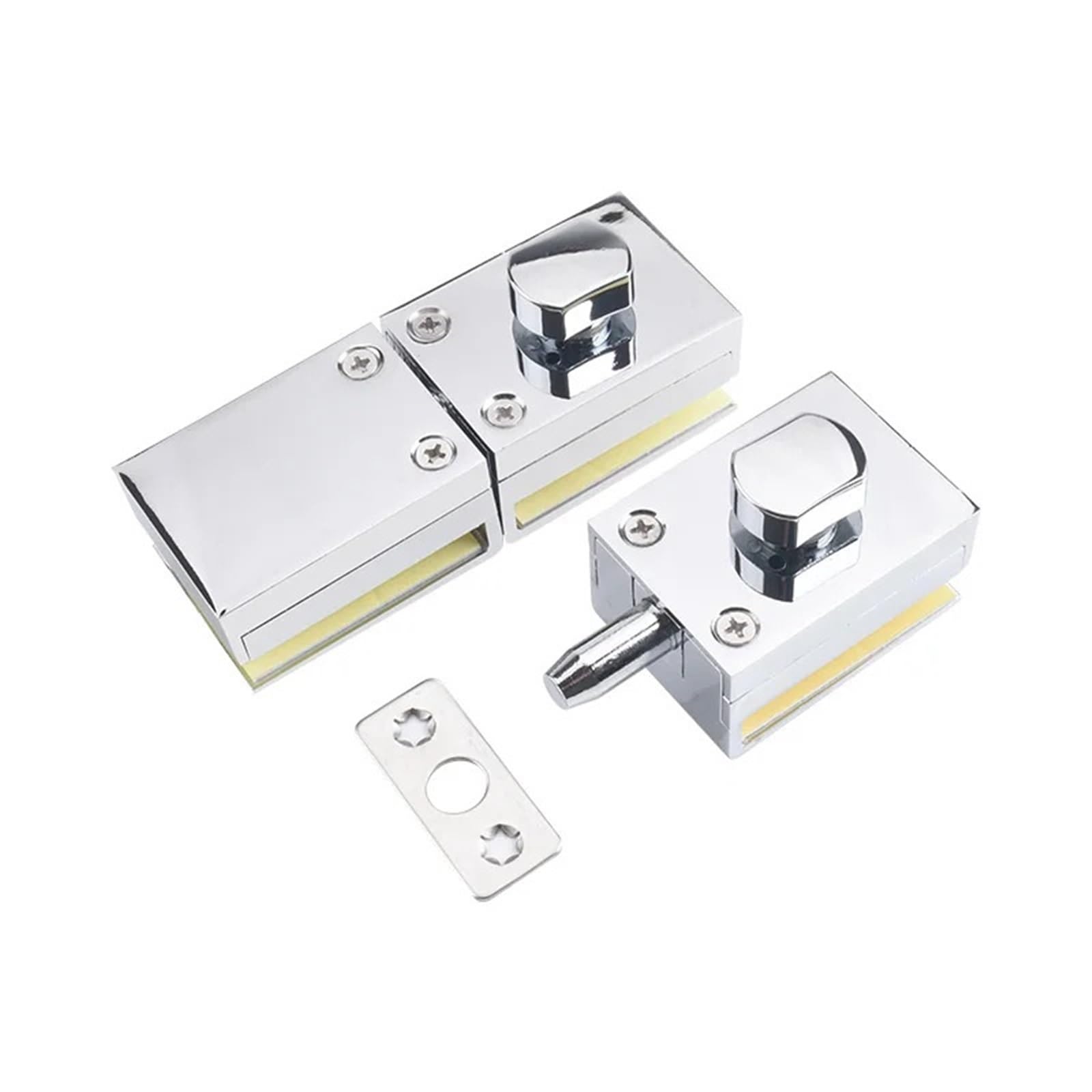 Pestillos de cerradura for puerta de baño, de vidrio, sin perforaciones, de 8 a 12 mm, 1 unidad(Mirror double)