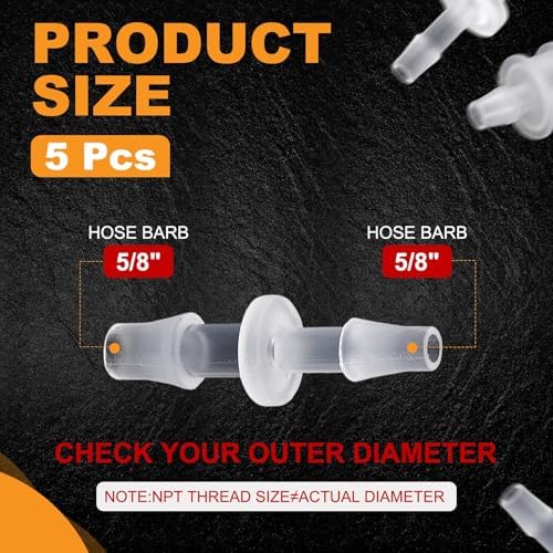 HARFINGTON 5pcs 3/16" to 1/4" Plastic Hose Barb Fitting Metals Splicer — 사진 2