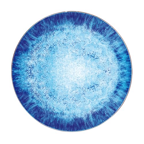 AWHOME 10.5'' Dinner Plates Set of 4 Elegant Ceramic Plate (Sea Blue, 10.5inches)