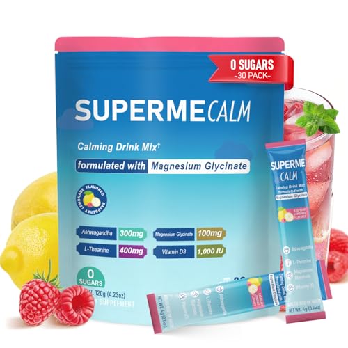 Mynzevirix Cortisol Support Powdered Drink Mix Cortisol Supplements for Women & Men 150mg Magnesium Glycinate Ashwagandha L-Theanine - Vegan Non-GMO Sugar-Free 30 Raspberry Lemonade Sticks