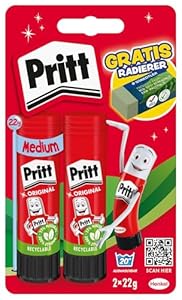 Pritt Klebestift 2x Medium mit Radierer