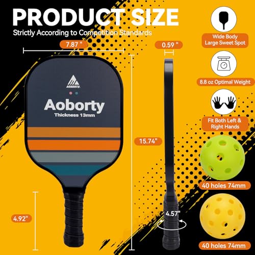 Image of AOBORTY Pickleball Paddles 4 Pack - USAPA Light Graphite Premium Rackets Fiber Face & Polymer Honeycomb Core Pickleball Set with 4 Outdoor Indoor Balls Including Portable Carry Bag