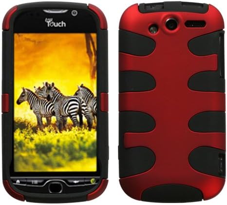 MyBat HTCMYTH4GHPCSK002NP Titanium Fishbone Protective Case for HTC My Touch 4G - 1 Pack - Retail Packaging - Red/Black