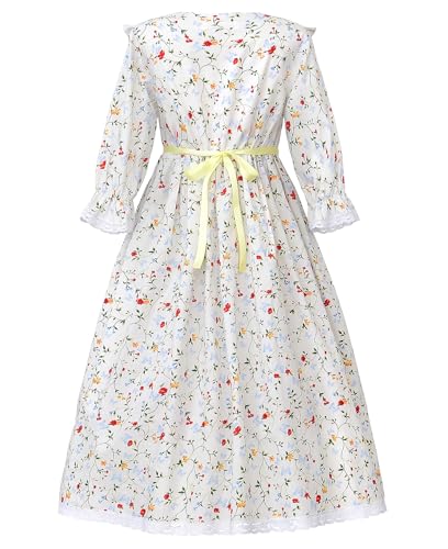 Disfraz Colonial con Sombrero para Niñas Blanco miniatura 2