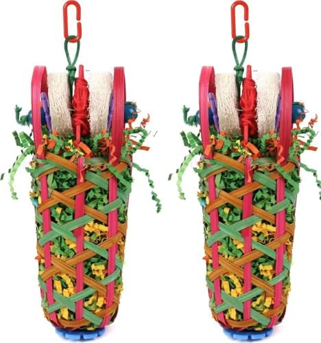 bird toys for bare eyed cockatoos that will surprise you 6 Kyouki Parakeets Toys, 2 PCS Bird Chewing Toys – Perfect for Cockatoos, Conures, Love Birds, Small & Medium Parrots, Fun Foraging & Tearing Bird Cage Accessories (Seeking Food Basket)