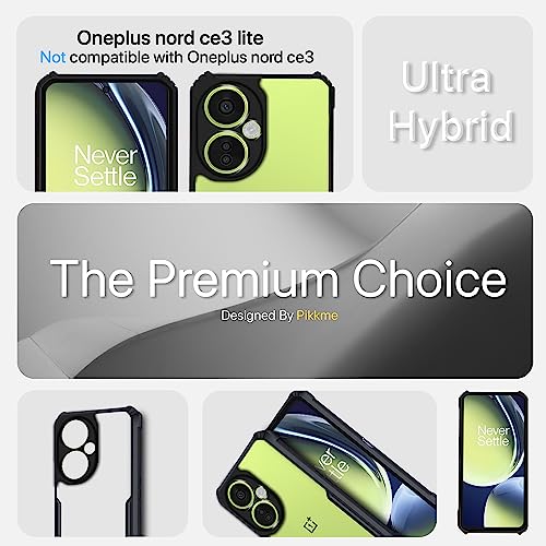Image of Outlouders Back Cover for OnePlus Nord Ce 3 Lite 5G | Ultra Hybrid Transparent | Full Camera Protection | Raised Edge | Crystal Clear Bumper Case(Black)