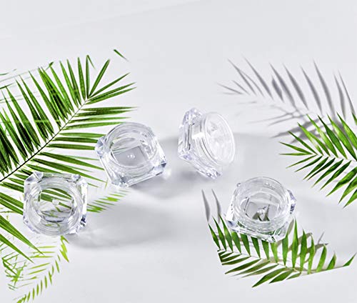 3g/3ML Diamond-shape Sample Bottles Clear Cosmetic Container Plastic Pot Jars Empty Mini Container Screw Cap Lid for Eye Shadow,Eye Cream,Nail,Powder, Jewelry Earrings Lotion Pack of 503