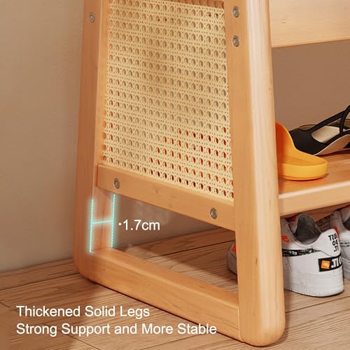 Banc à chaussures d'entrée en bois avec rangement et coussin confortable
