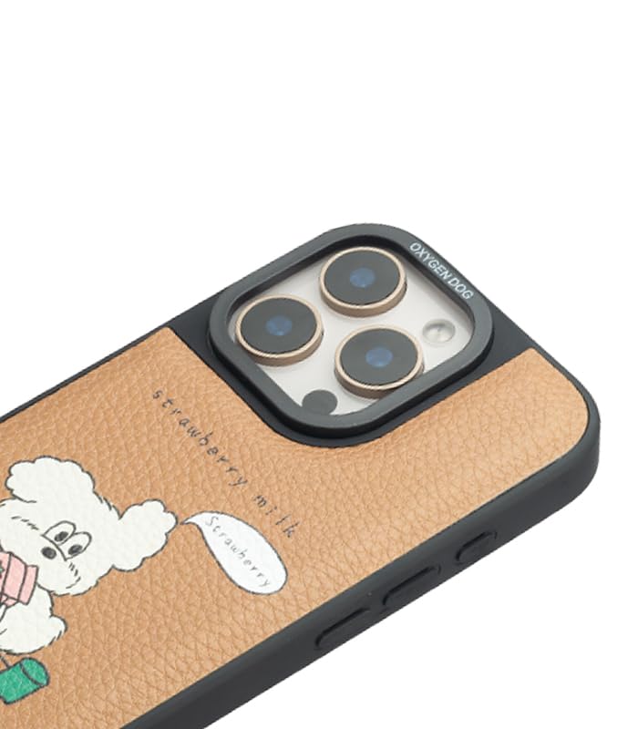 Image of Strawberry Milk Leather Case Cover for iPhone 15 Pro Max | Soft Vegan Leather | Cute Pastel Design | Slim & Durable