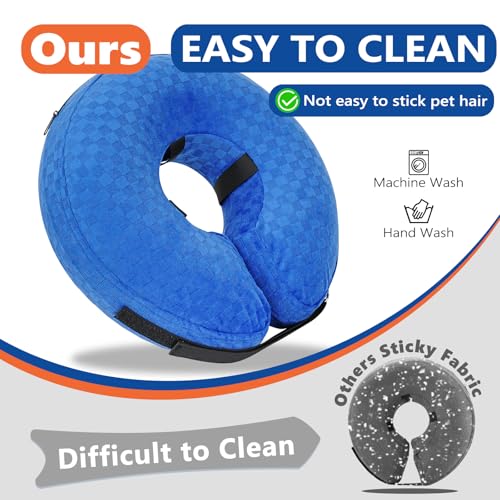 Image of Inflatable Dog Cone Collar After Surgery, Soft Dog Cone for Large Medium Small Dogs and Cats, Adjustable Blow up Neck Donut, Pet Recovery E Collar Alternative Not Block Vision(Blue,M)