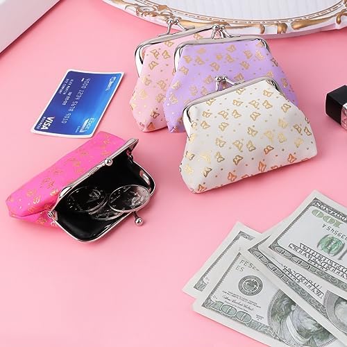 Oyachic 4 Pièces Mini Porte Monnaie Small Coin Purse Papillon Portefeuille Clic Clac Femme Bourse Sac Retro Pochette Kiss Lock Wallet