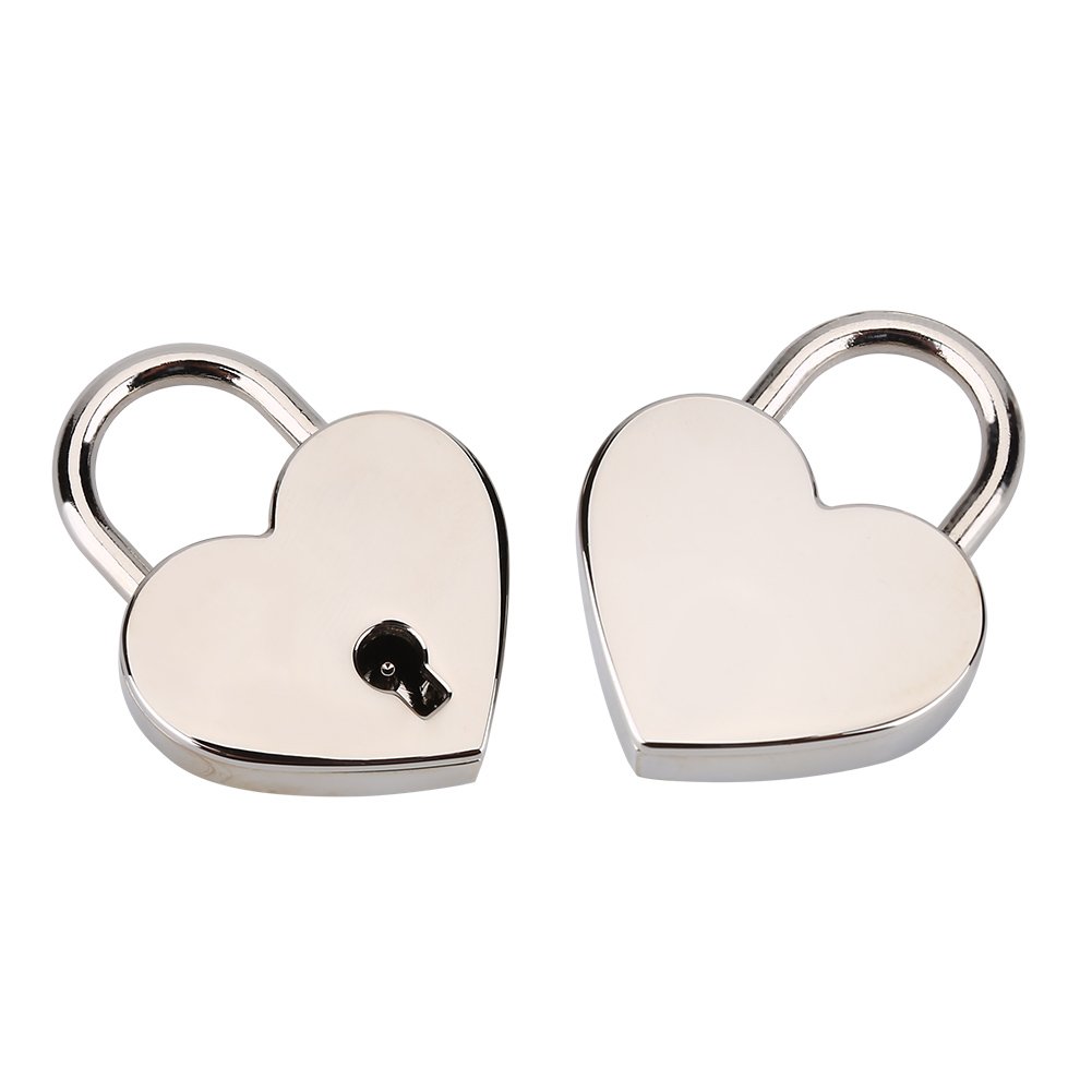 WALFRONT Silver Padlock with Key 2PackHeartShaped Skeleton Key Lock SetZinc Metal Lo — Amazon image 3