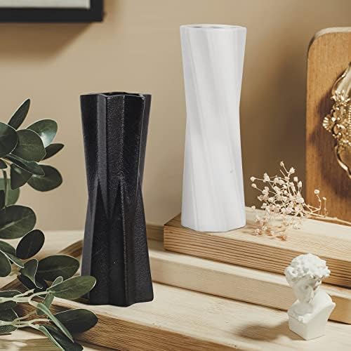 devesanter Ceramic vase 2 Set Black and White Flower Vases for Modern Home Décor,Vaser Minimalist Nordic Boho Ins Style for Bedroom,Kitchen,Living Room,Office and Wedding(H8.27''*W2.17'')