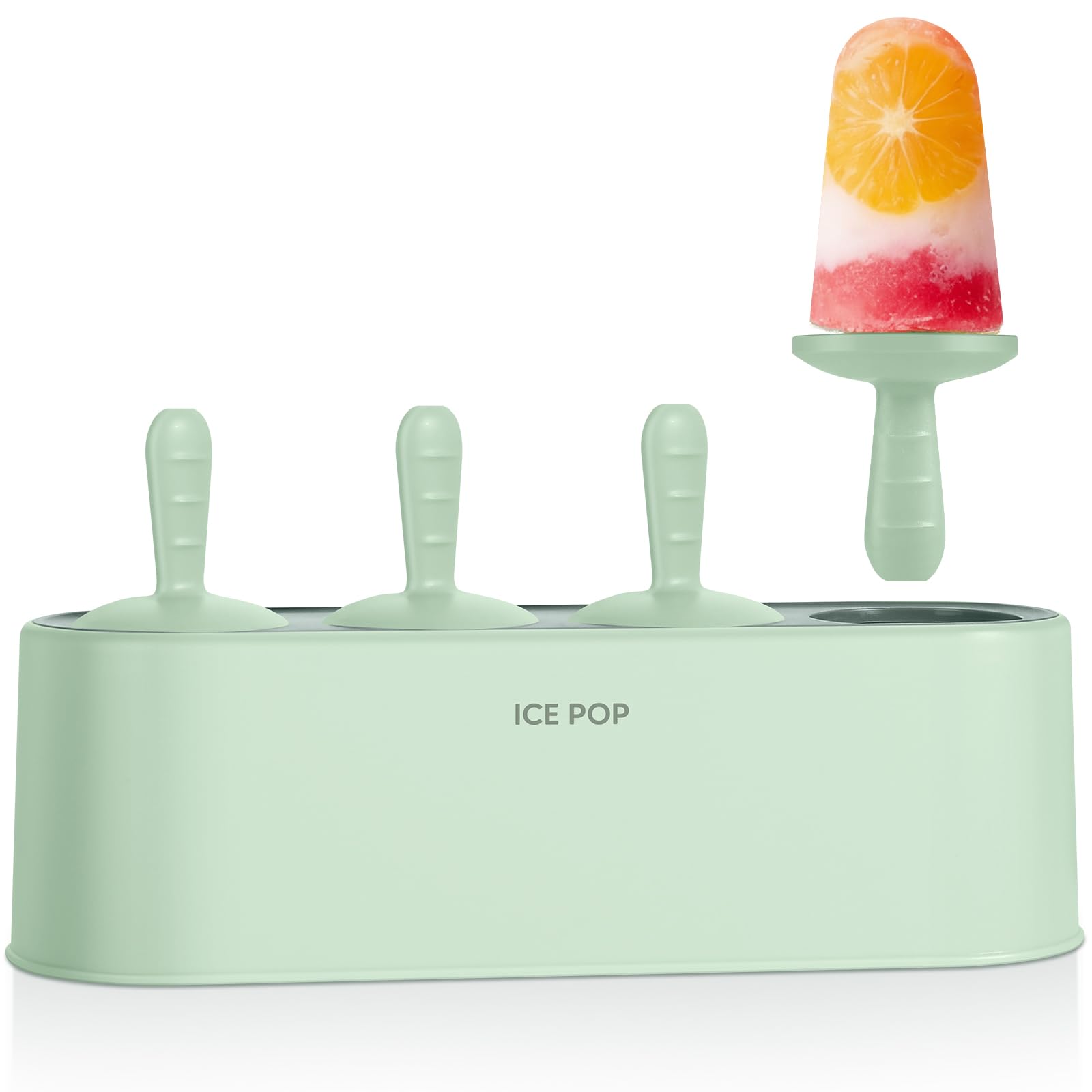 WYOK Popsicle Mold Set 4 Pieces Homemade Silicone Popsicle Maker Easy Release Ice Cream Molds Reusable DIY Pop Molds (Green)