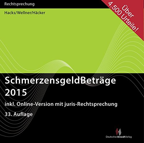 Preisvergleich Produktbild SchmerzensgeldBeträge 2015, CD-ROMNeue Sortierung nach Verletzungsarten. Inklusive Online-Version mit juris-Rechtsprechung