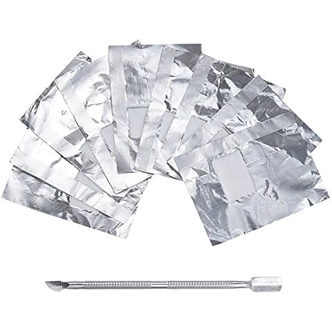 Lictin 200 Stück Polish Remover Wraps Pads und 1 Stück Nagelhaut Schieber Cover