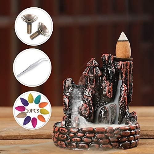 Jeteven Waterfall Backflow Incense Burner Holder, Ideal for Yoga Room Home Decoration & Handicraft Gift (Small Lofty Mountains and Flowing Water)