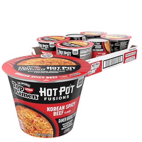 Image of Top Ramen Hot Pot Fusions Korean Spicy Beef, 4.8 Ounce (Pack of 6)