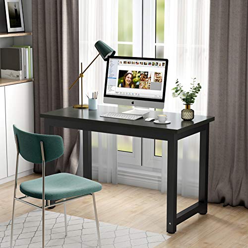 Tribesigns Modern Simple Style Computer Desk Pc Laptop Study Table Office Desk Workstation For Home Office, Black + Black Leg #TOP1
