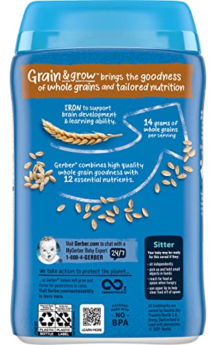 Gerber Cereal For Baby 2Nd Foods Grain & Grow Cereal, Whole Wheat Cereal, Made With Whole Grains & Essential Nutrients, Non-Gmo, 8-Ounce Canister (Pack Of 3) #TOP2