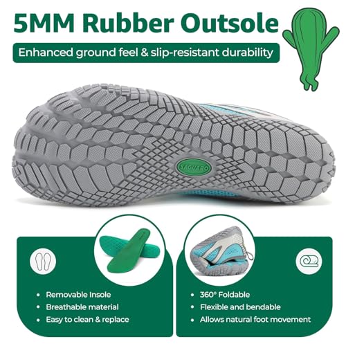Miniatura 5 de Saguaro Zapatillas Barefoot Mujer Minimalistas Zapatillas De Trail Antideslizante Calzado De Deporte Transpirable Turquesa 36 Eu