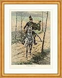  Biller Antik W. Kossak. Usaro polacco Cavaliere Cavallo Cappotto Sciabola Punto In Legno E 9005 Incorniciato
