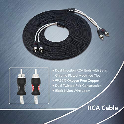 Recoil Pck8 True 8 Gauge 99.99% Oxygen Free Copper Complete Amplifier Wiring Kits, Subwoofer Installation Wiring Wire #TOP1
