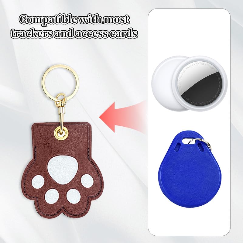 Image of Leather Keychain Case Holder Compatible with Apple AirTag, GPS Airtag Keychain Finder Tracker with Key Ring, Anti-Scratch Protective Air Tag Cover | Leather