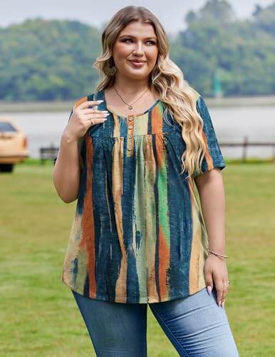 Image of IN'VOLAND Plus Size Tops for Women Short Sleeve Shirts Dressy Casual Tunics