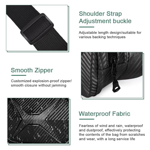 Image of STHIRA Waterproof Bag For Men Carbon Fiber Texture Crossbody Chest Pack Unisex Motorcycle Bag Travel Pouch For Phone & Essentials Casual Storage Riding pouch With Adjustable Strap Gifts For Bikers