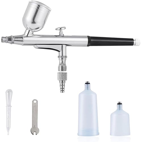 imyyds Airbrush Gun Only, 0.3mm Copper Airbrush Kit Dual-Action Gravity Feed Airbrush Set with a 7cc Metal Cup, 20cc Plastic Cup, 40cc Plastic Cup, Wrench and Dropper