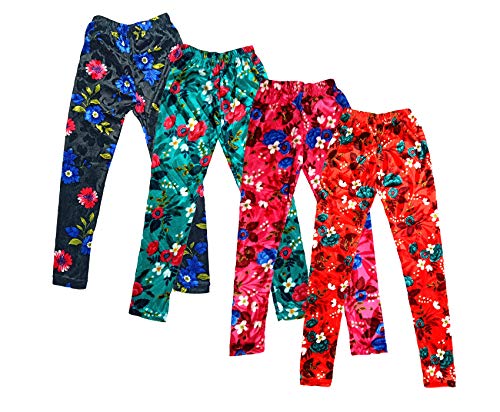 Image of indi weaves Girls Printed Velvet Leggings Pack of 5