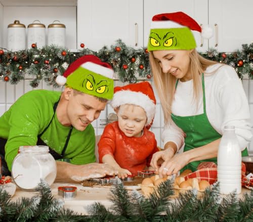 INLOLLY Geinch Hat Christmas Headwaer, Grinchmas Adult Christmas Santa Hat Suit for Christmas Costum