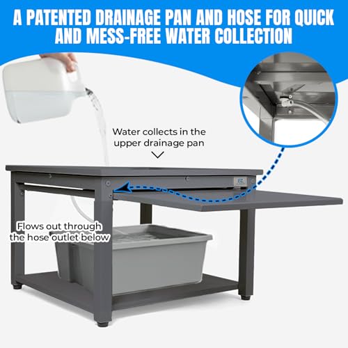 Image of Laundry Pedestal for Washer or Dryer with Drain Pan & Hose - 24 inchW, 10 inchH | Universal Fit 800 lbs Capacity Steel Stand With Pull Out Shelf for Back Pain Relief, Keeps Space Clean, All Brands Supported