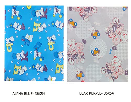 Image of EcoSoft Plastic Sheet,PVC Sheet for Kids,Rubber Sheet for Babies,Bed Wetting Protector(90 x 135 cm) (Alphabet Blue & Bear Purple)