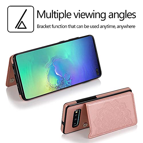 Nkecxkj Design For Samsung Galaxy S10 Wallet Case,Pu Leather Phone Cases With Screen Protector Card Holder,Stand Shockproof Flip Protective Cover For S 10 10S Gs10 Girls Women 6.1 Inch Rose Gold thumb #2