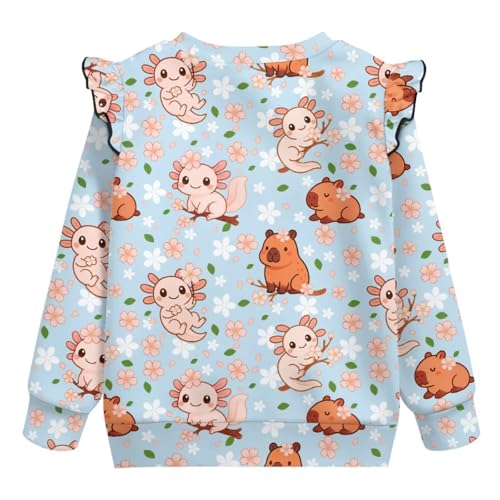 Little Girls Sweatshirts Size 1-8 Toddler Clothes Ruffle Shoulder Tops Graphic Tees2