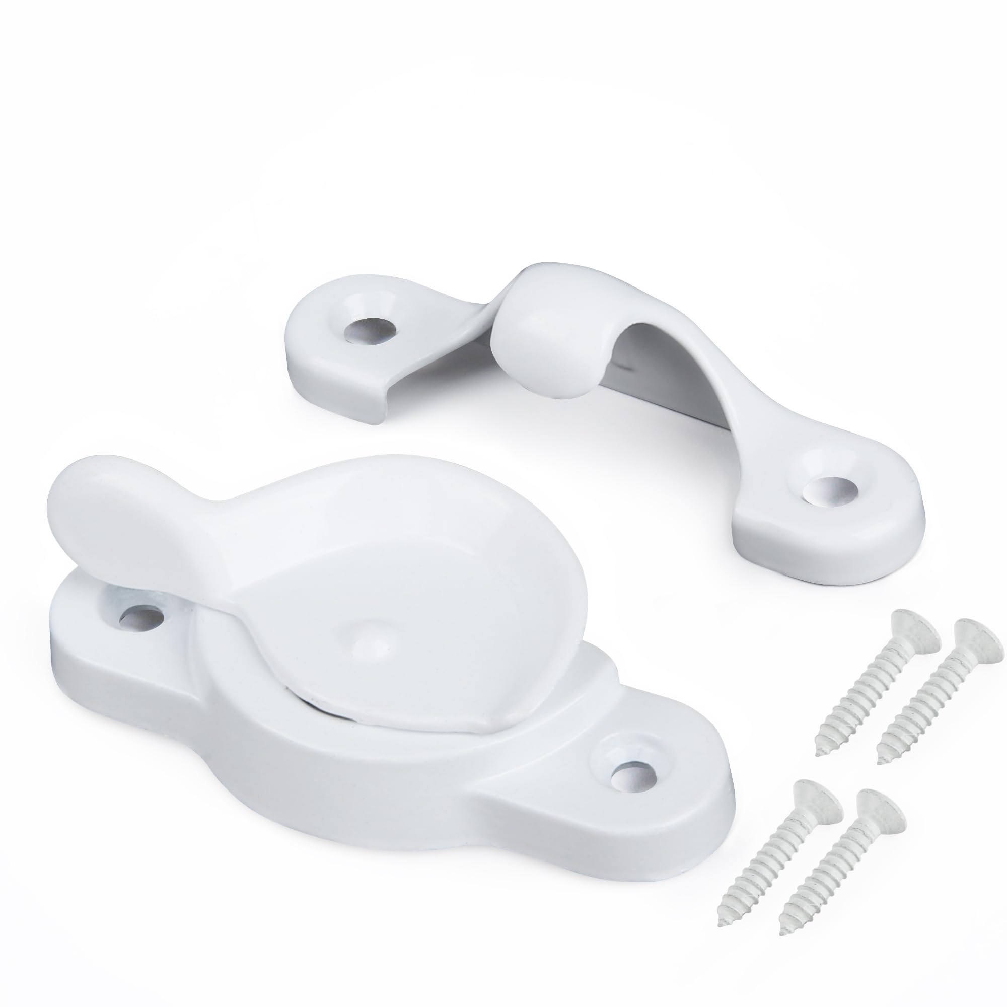 HASWARE Metal Window Sash Lock - Weatherproof and Rust-Resistant Design, Great for Cottages, Apartments, and Rental Homes (1, White)