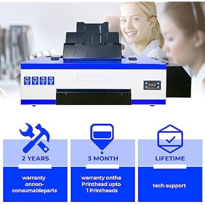 PUNEHOD A3 DTF Printer, L1800 Transfer Printer with White Ink Circulatory for DIY Direct Print T-Shirts, Hoodies, Fabrics (DTF + Oven)